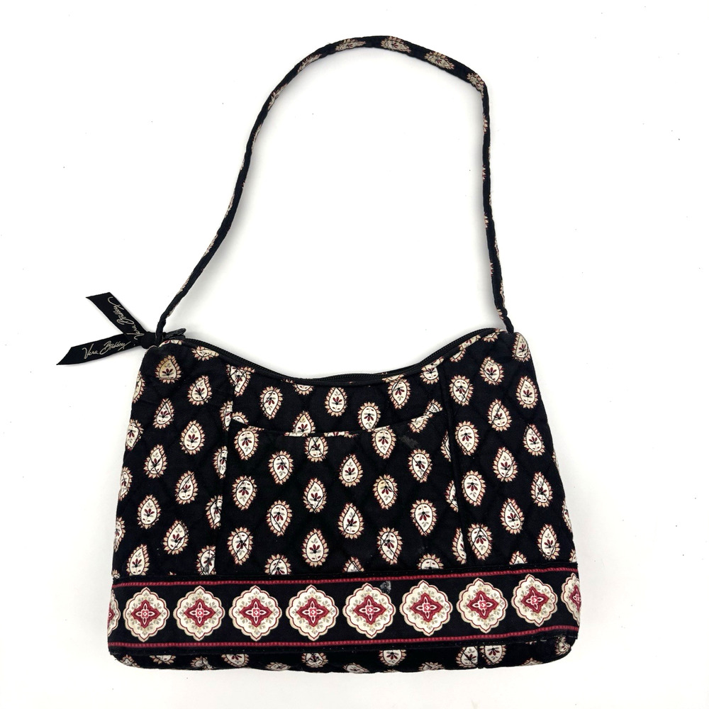 2006 Vera Bradley Retired Classic Black Mini Hobo Quilted Top Handle Purse 9x6"